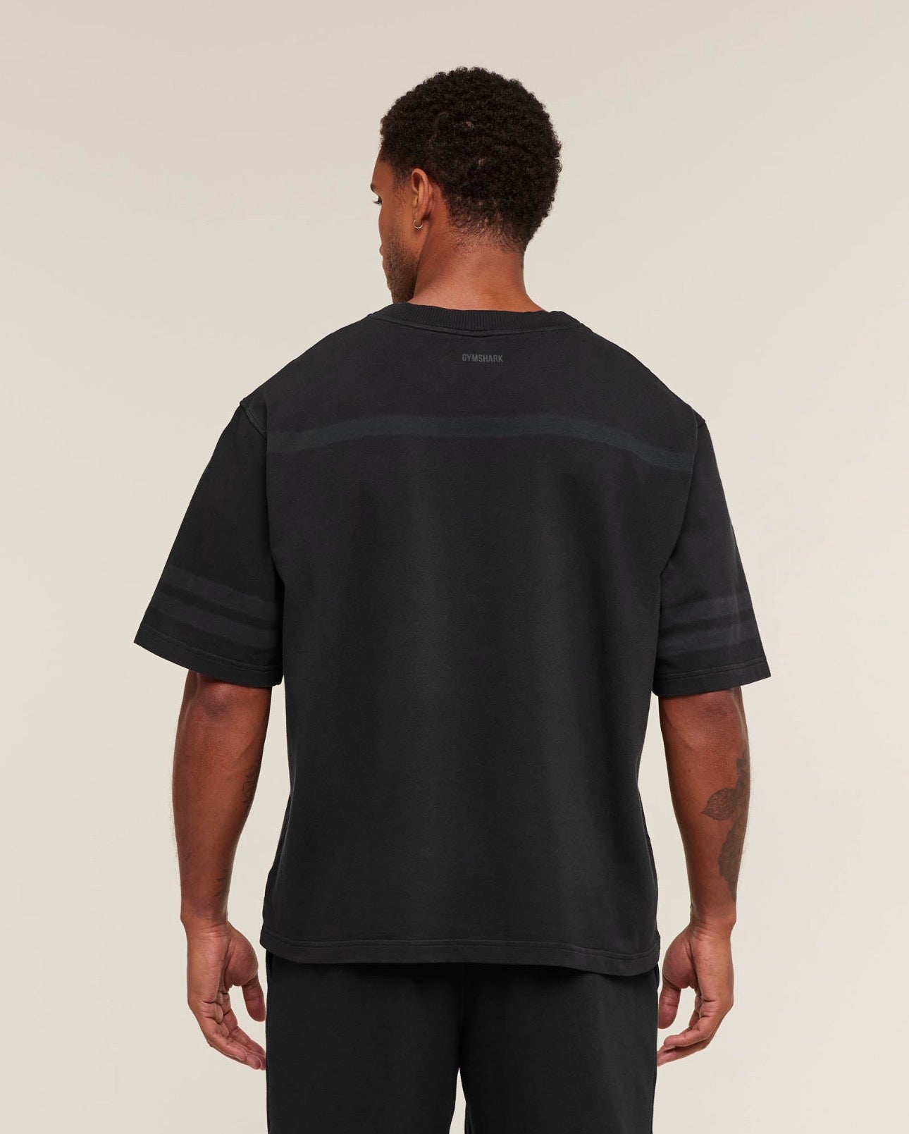 Collegiate Washed Jersey T-Shirt Black Oversized Fit GymShark