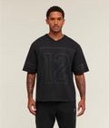 Collegiate Washed Jersey T-Shirt Black Oversized Fit GymShark
