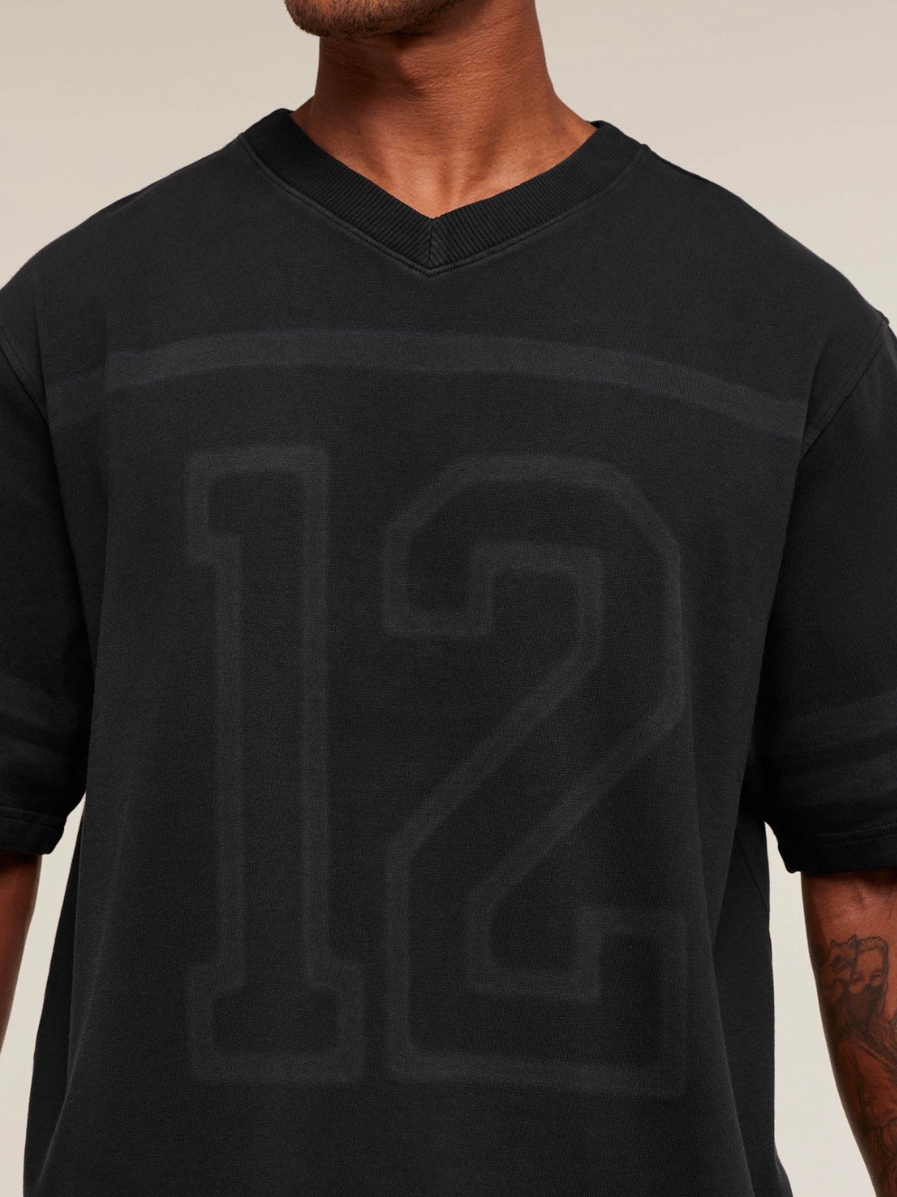 Collegiate Washed Jersey T-Shirt Black Oversized Fit GymShark